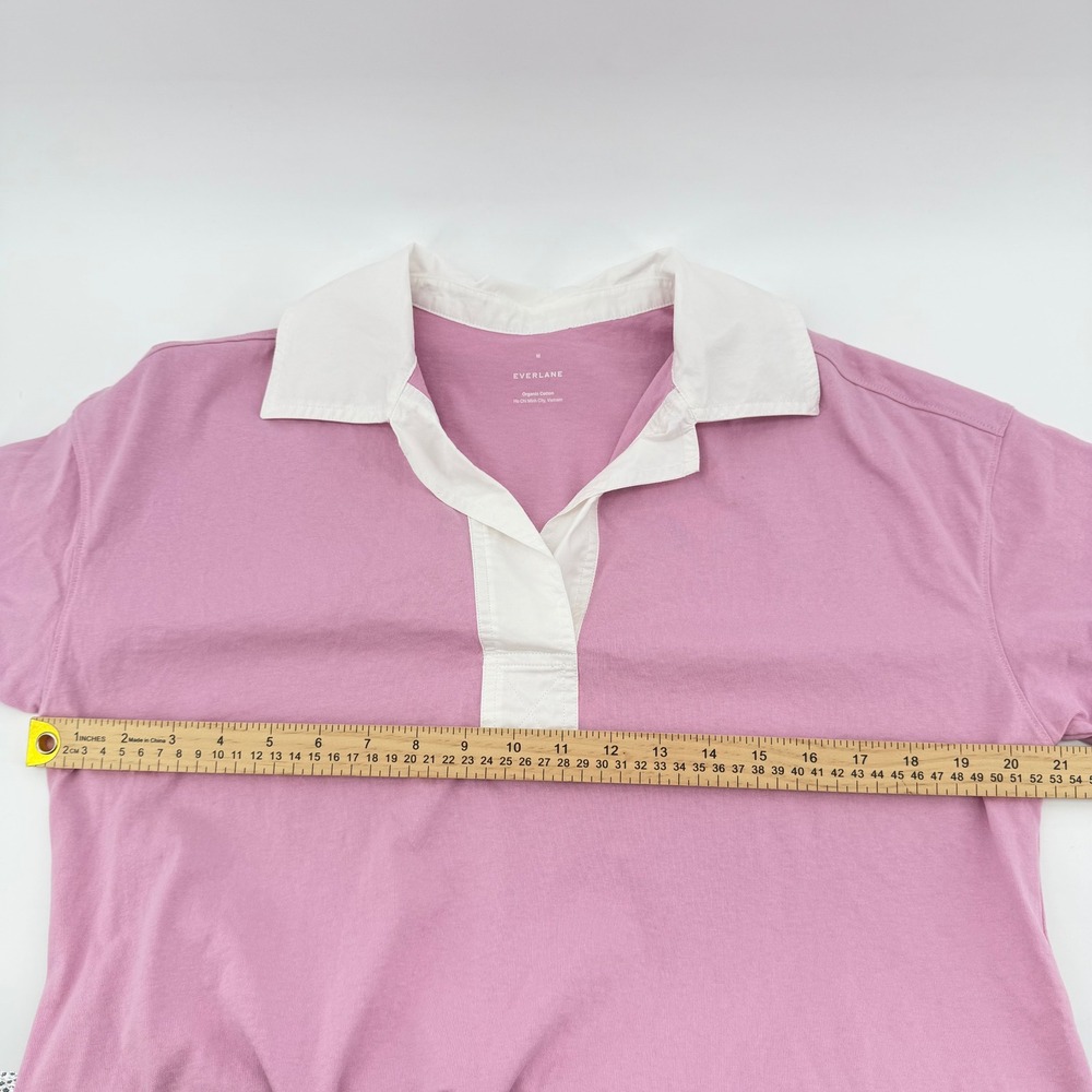 Everlane Rugby Shirt Pink Collare Organic Cotton Short Sleeve Women Medium Dress - Picture 6 of 8